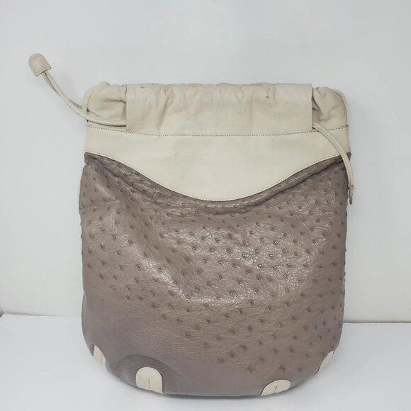 GUCCI WHITE OSTRICH HANDBAG - Picture 2 of 7